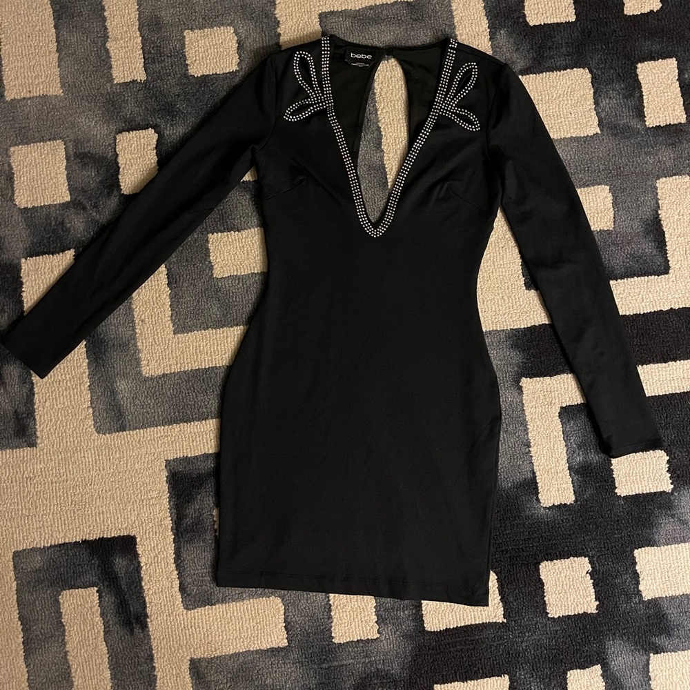 Bebe Deep V Jeweled Dress